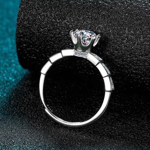 Certified 1ct. t.w. Diamond Engagement Ring 18k White Gold over Italy Silver - Picture 5 of 16